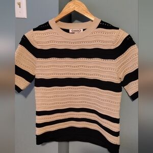 Nanette Lepore Black and Cream Knit Top